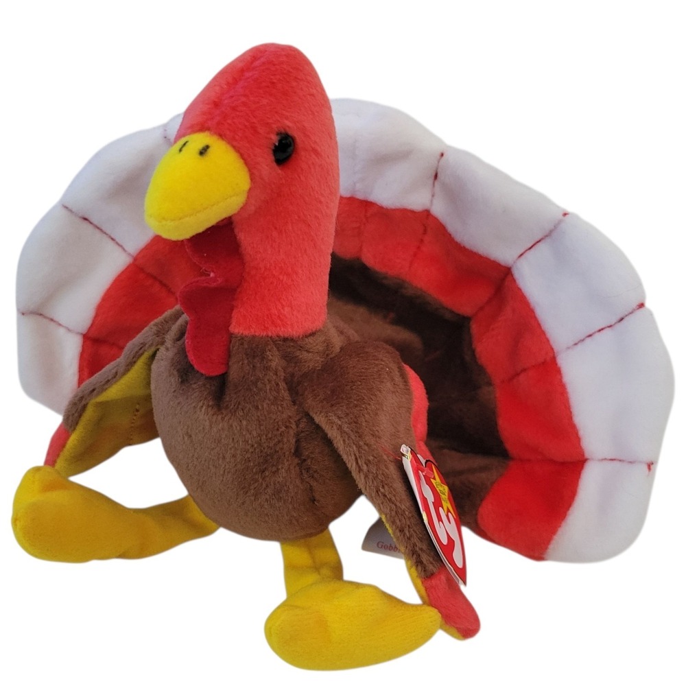 Vtg 1996 Retired Ty Beanie Baby Gobbles the Turkey Plush with Tags Rare HTF MWMT